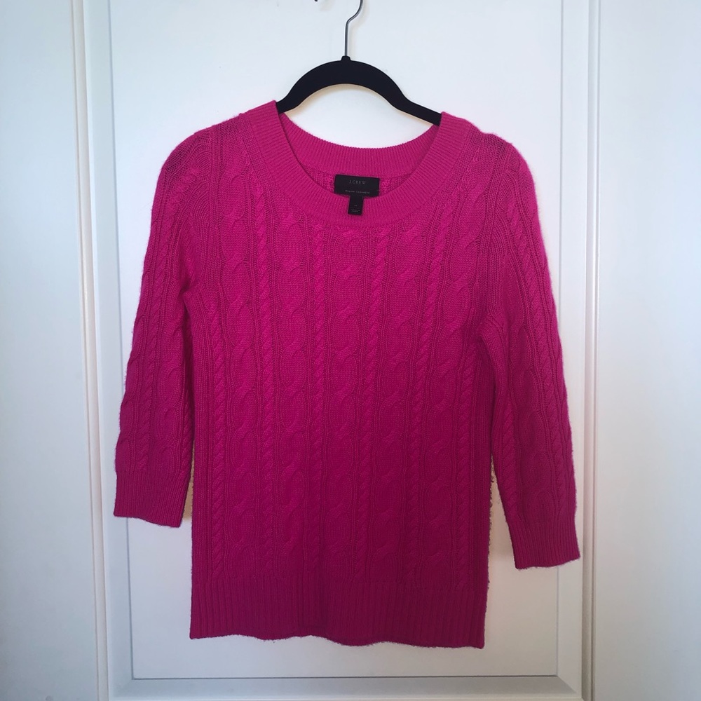 J Crew PINK Cashmere Cable Sweater, size XS